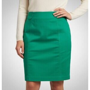 New York & Company Stretch Cotton Pencil Skirt Emerald Green Office Siren Size 2